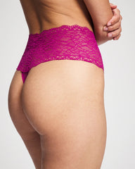 High-Waist Thong Panty with Enchanting Lace
