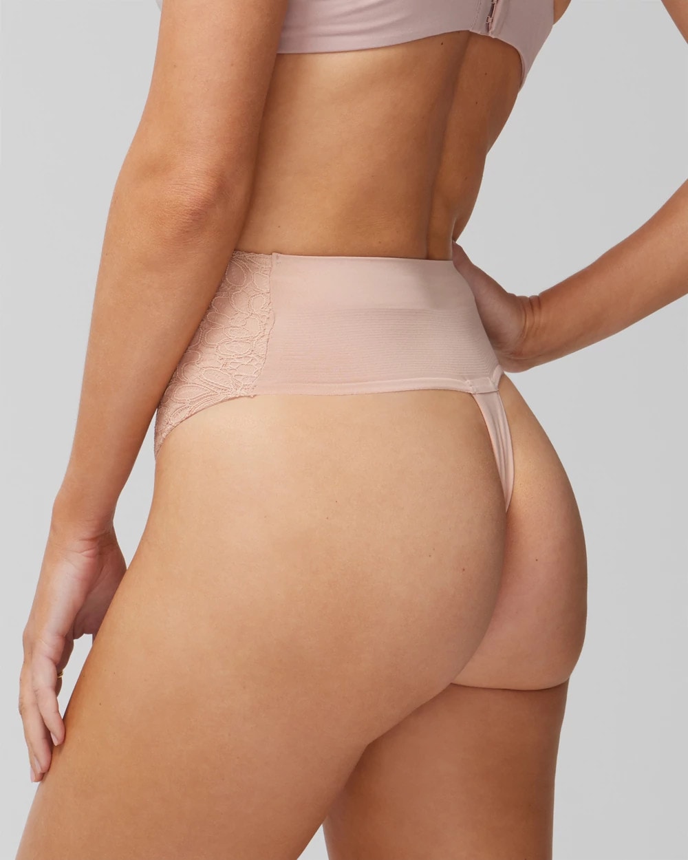 High-Waist Thong Panty With Lace