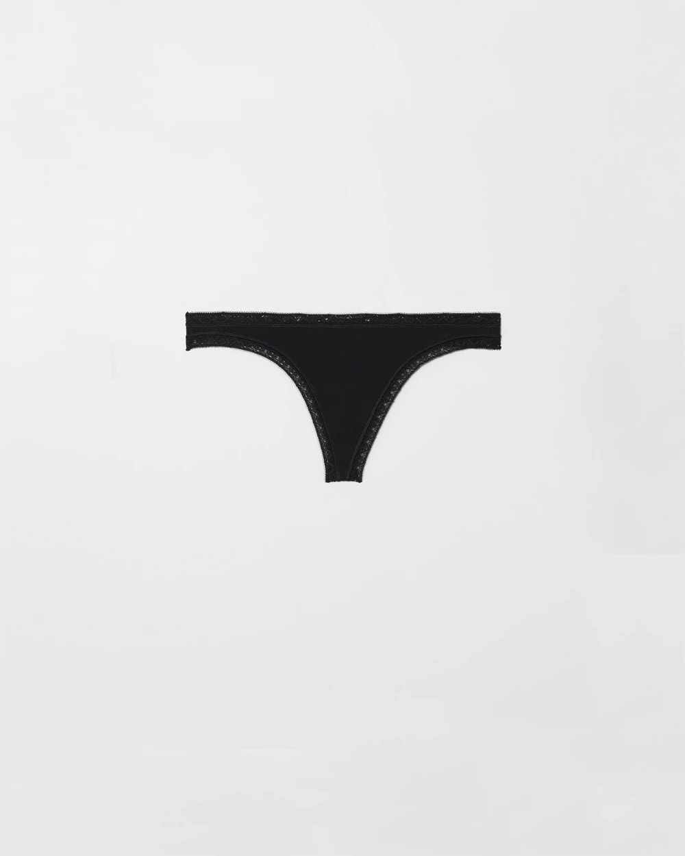 Cotton Thong Panty with Lace Trim