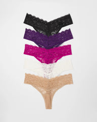 Thong Panty with Enchanting Lace 5 Pack