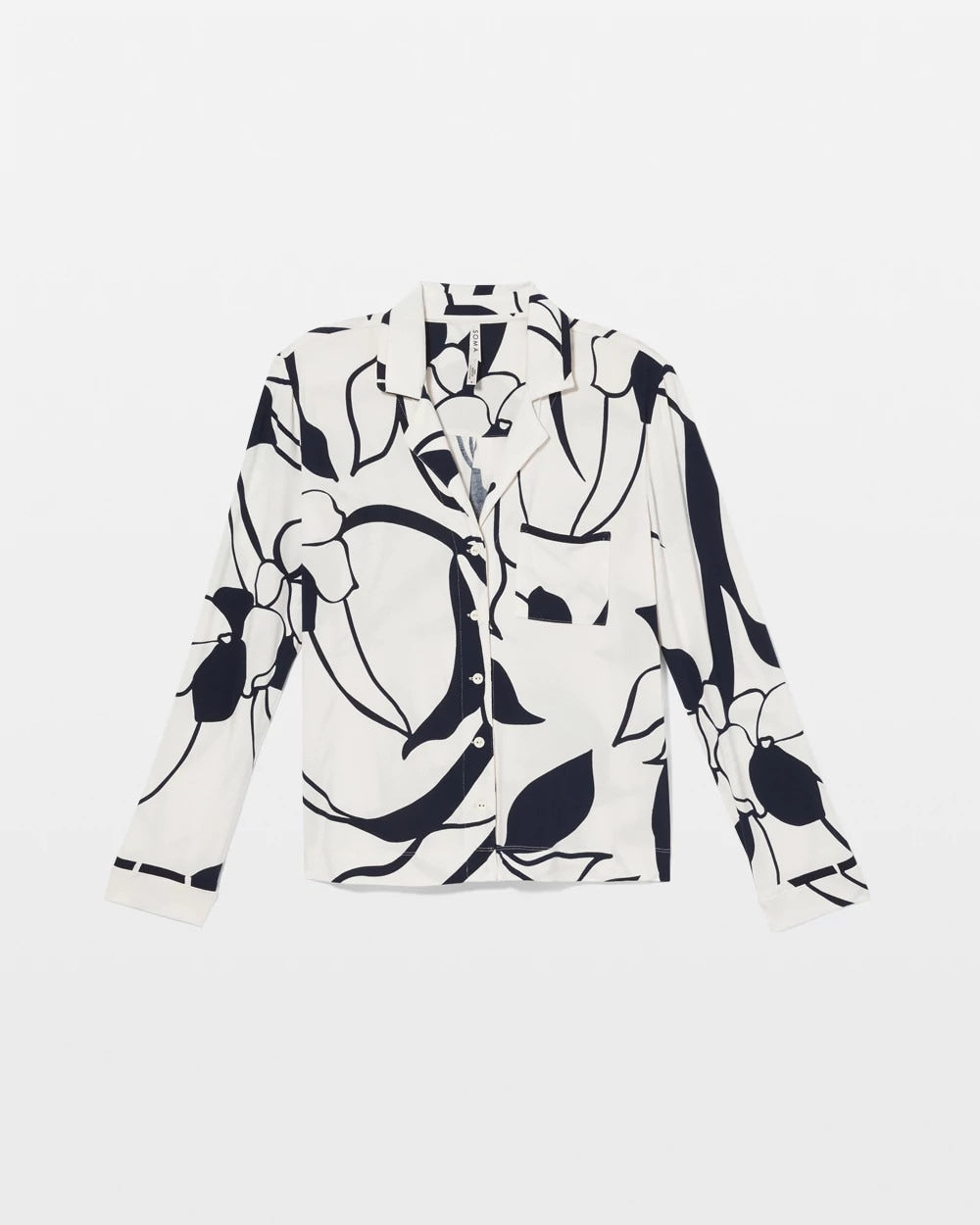 Long-Sleeve Notch Collar Pajama Top