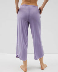 Solid Piped Crop Pajama Pant