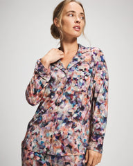 Long-Sleeve Notch Collar Pajama Top