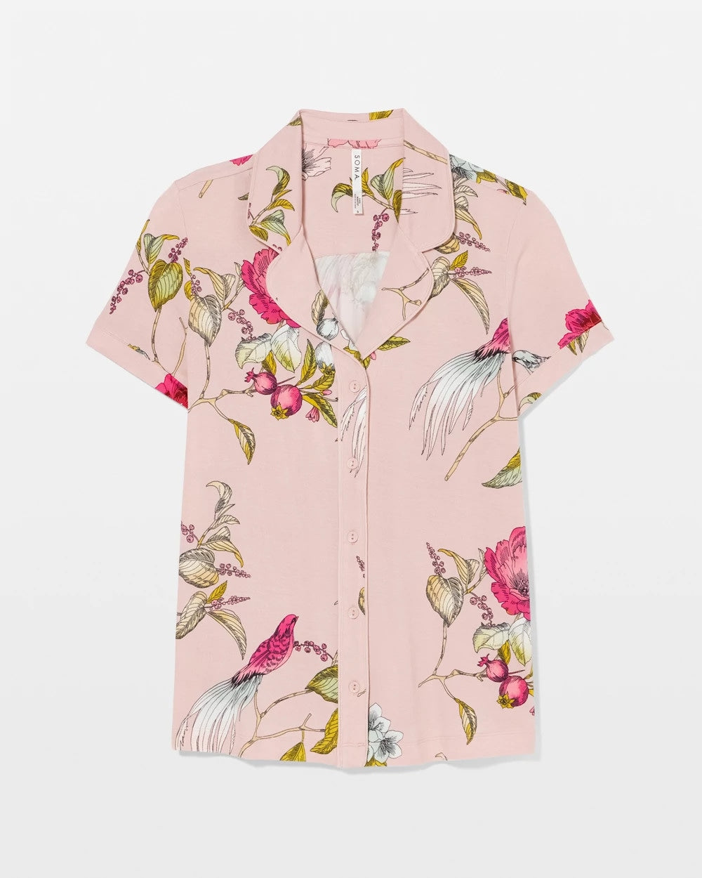 Printed Short Sleeve Notch Collar
