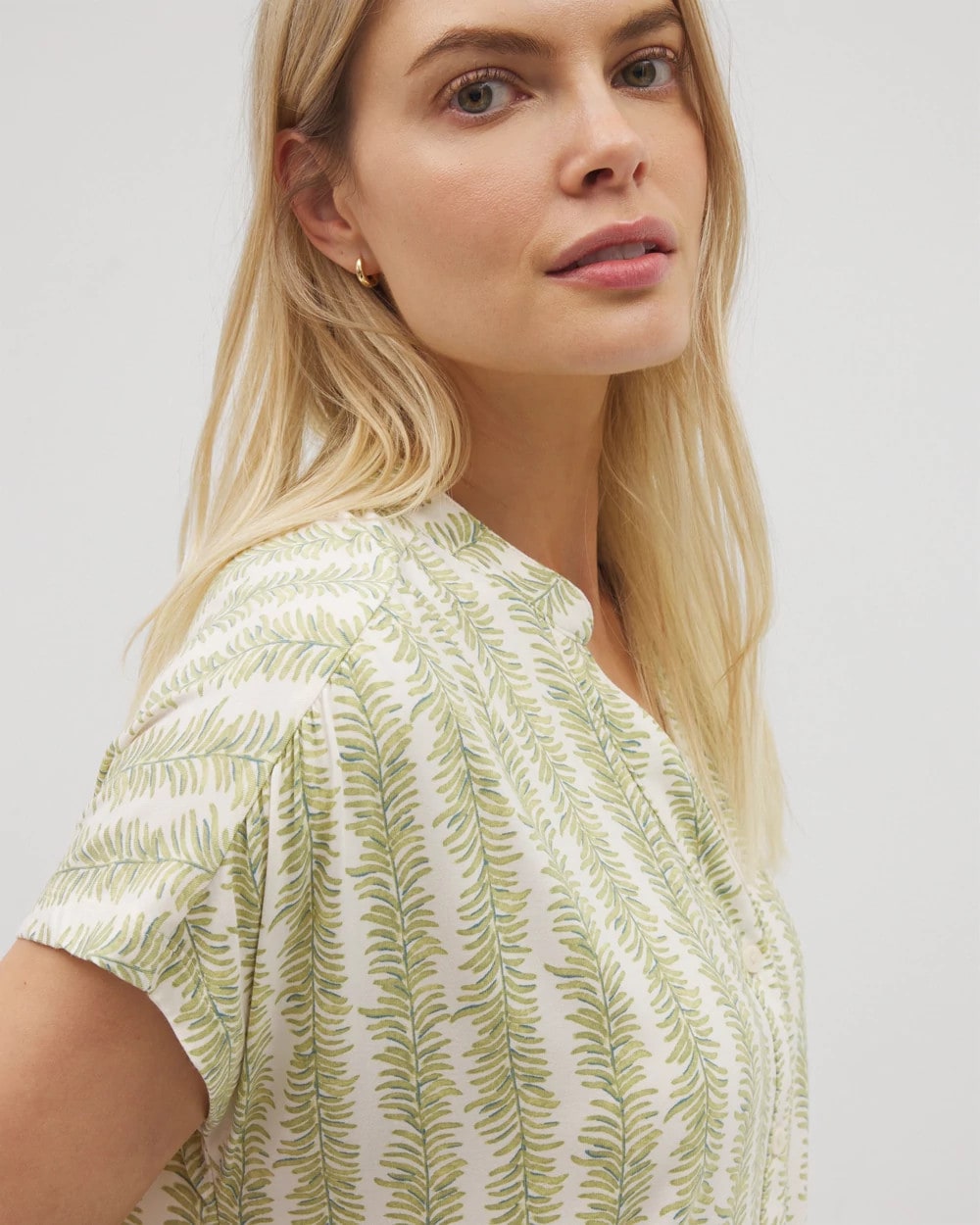 Mandarin Collar Short Sleeve Pajama Top