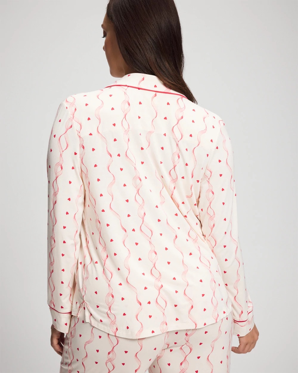 Cool Nights Long Sleeve Notch Collar with Piped Placket Pajama Top