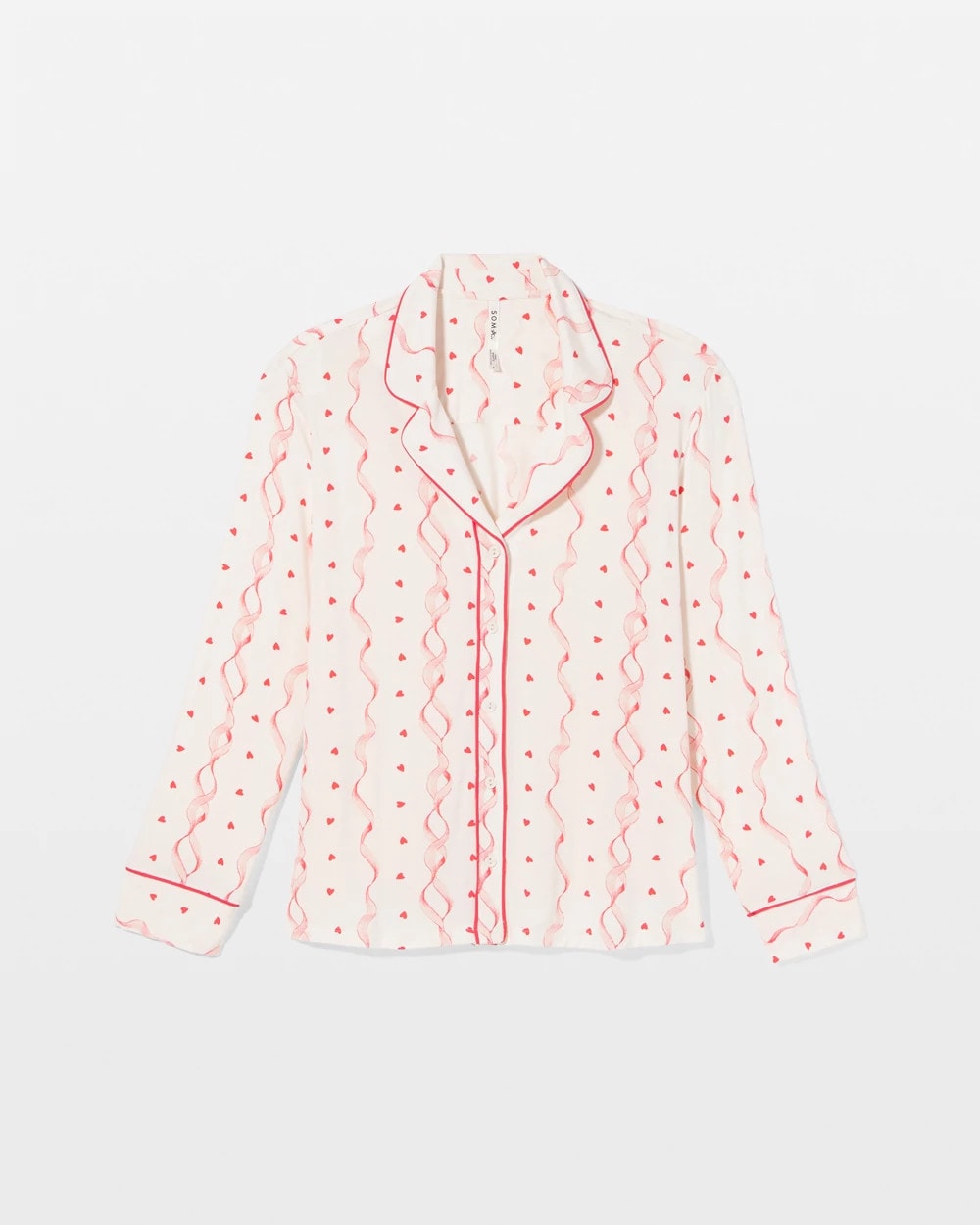 Cool Nights Long Sleeve Notch Collar with Piped Placket Pajama Top