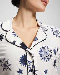 Cool Nights Long Sleeve Notch Collar with Piped Placket Pajama Top