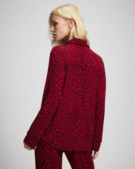 Cool Nights Long Sleeve Notch Collar with Piped Placket Pajama Top