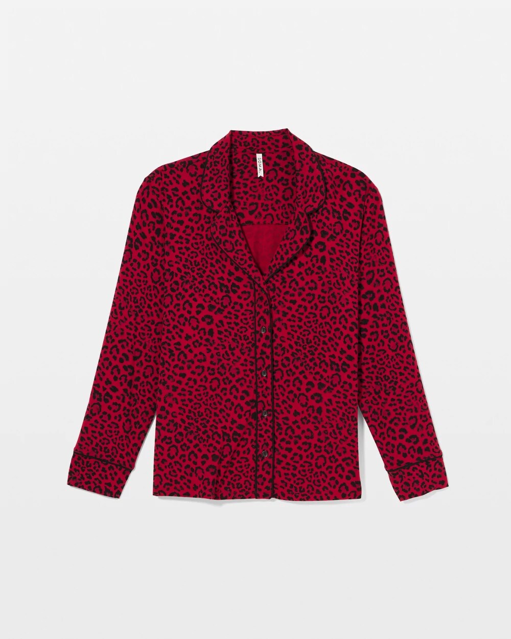 Cool Nights Long Sleeve Notch Collar with Piped Placket Pajama Top