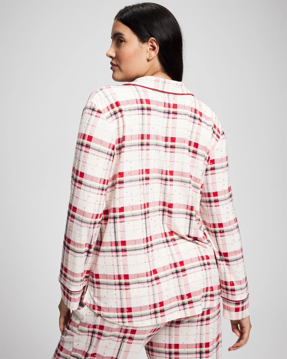 Cool Nights Long Sleeve Notch Collar with Piped Placket Pajama Top