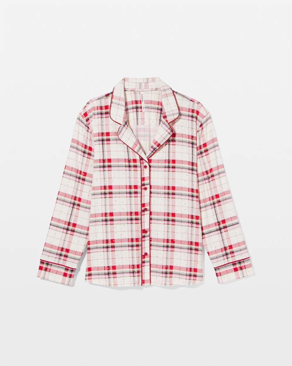 Cool Nights Long Sleeve Notch Collar with Piped Placket Pajama Top