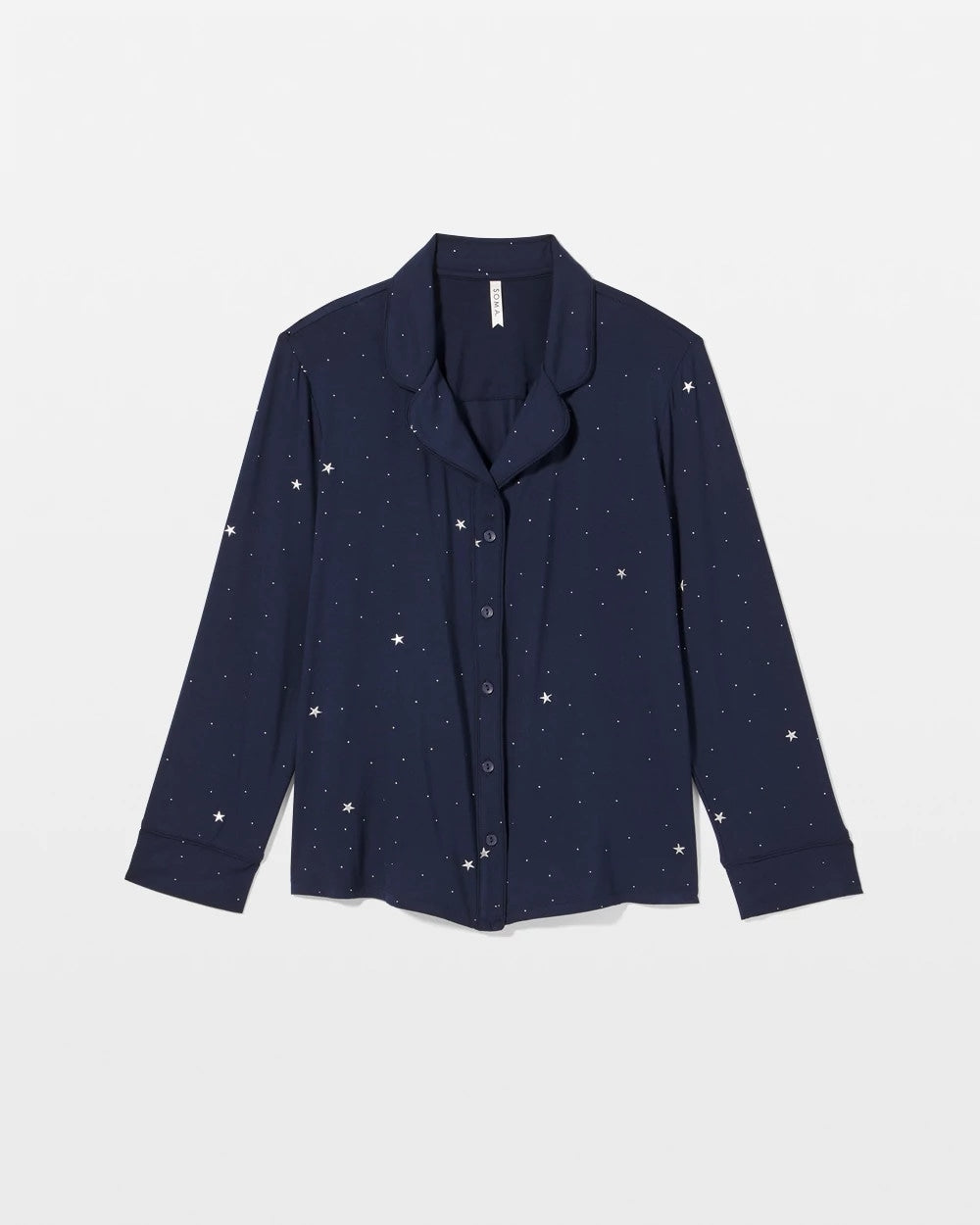 Cool Nights Long Sleeve Notch Collar with Piped Placket Pajama Top