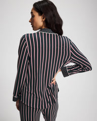 Cool Nights Long Sleeve Notch Collar with Piped Placket Pajama Top