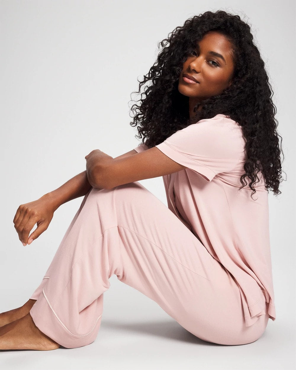 Solid Piped Pajama Pant