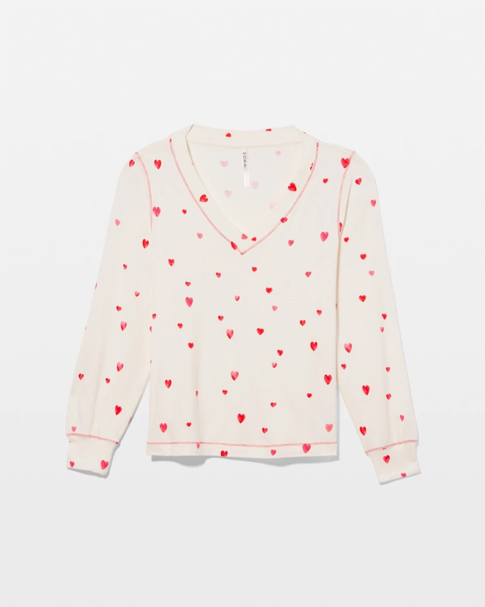 Long-Sleeve V-Neck Pajama Top