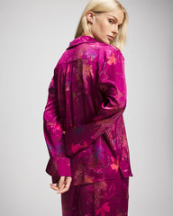 Long Sleeve Notch Collar Pajama Top
