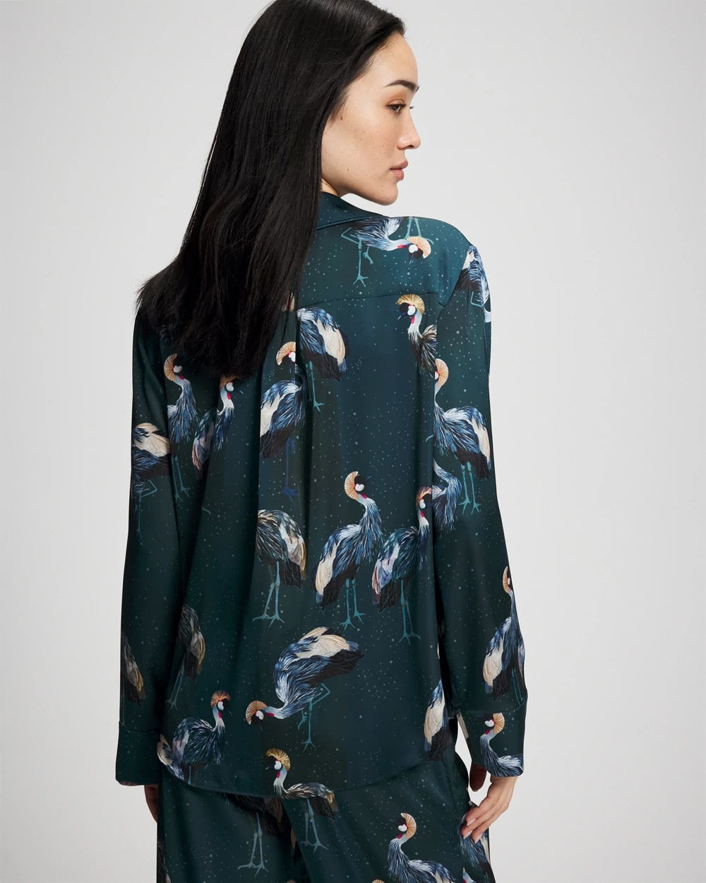 Long Sleeve Notch Collar Pajama Top