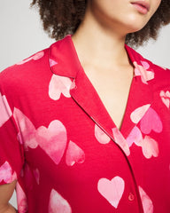 Short Sleeve Notch Collar Pajama Top