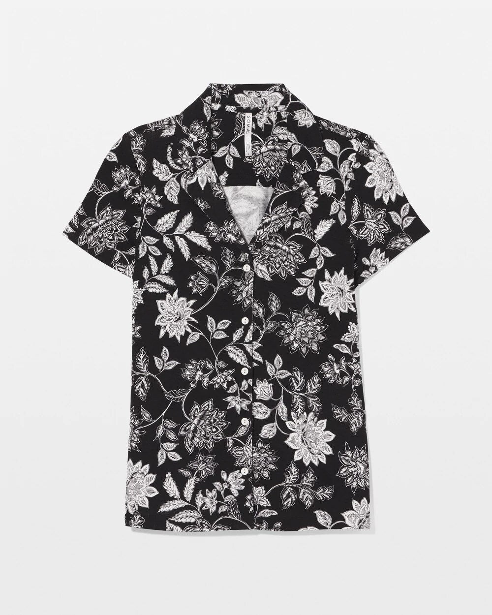 Short Sleeve Notch Collar Pajama Top