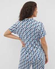 Short Sleeve Notch Collar Pajama Top