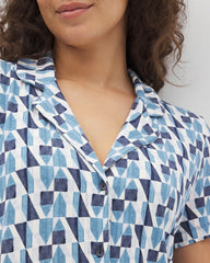 Short Sleeve Notch Collar Pajama Top