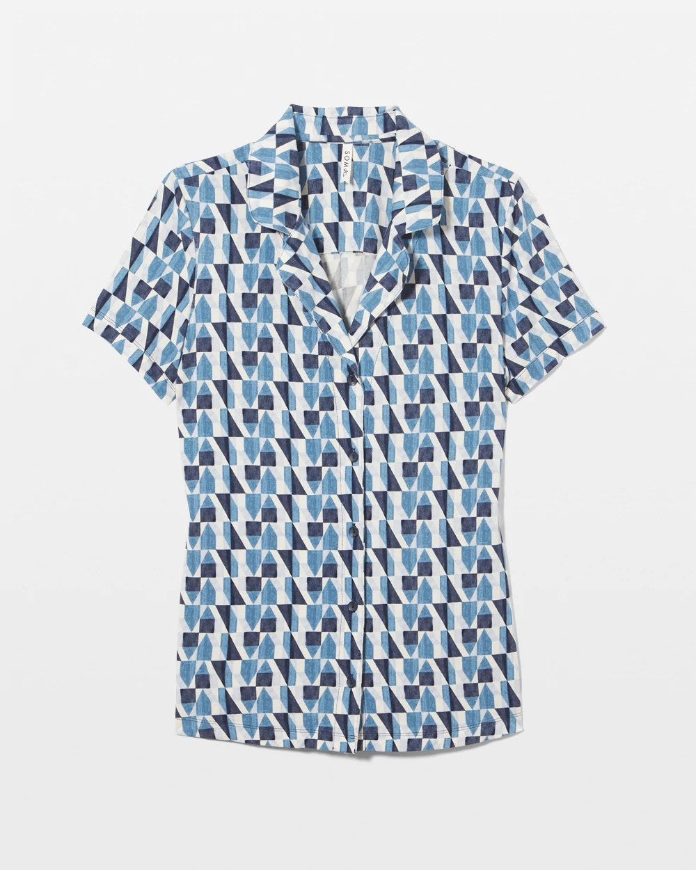 Short Sleeve Notch Collar Pajama Top