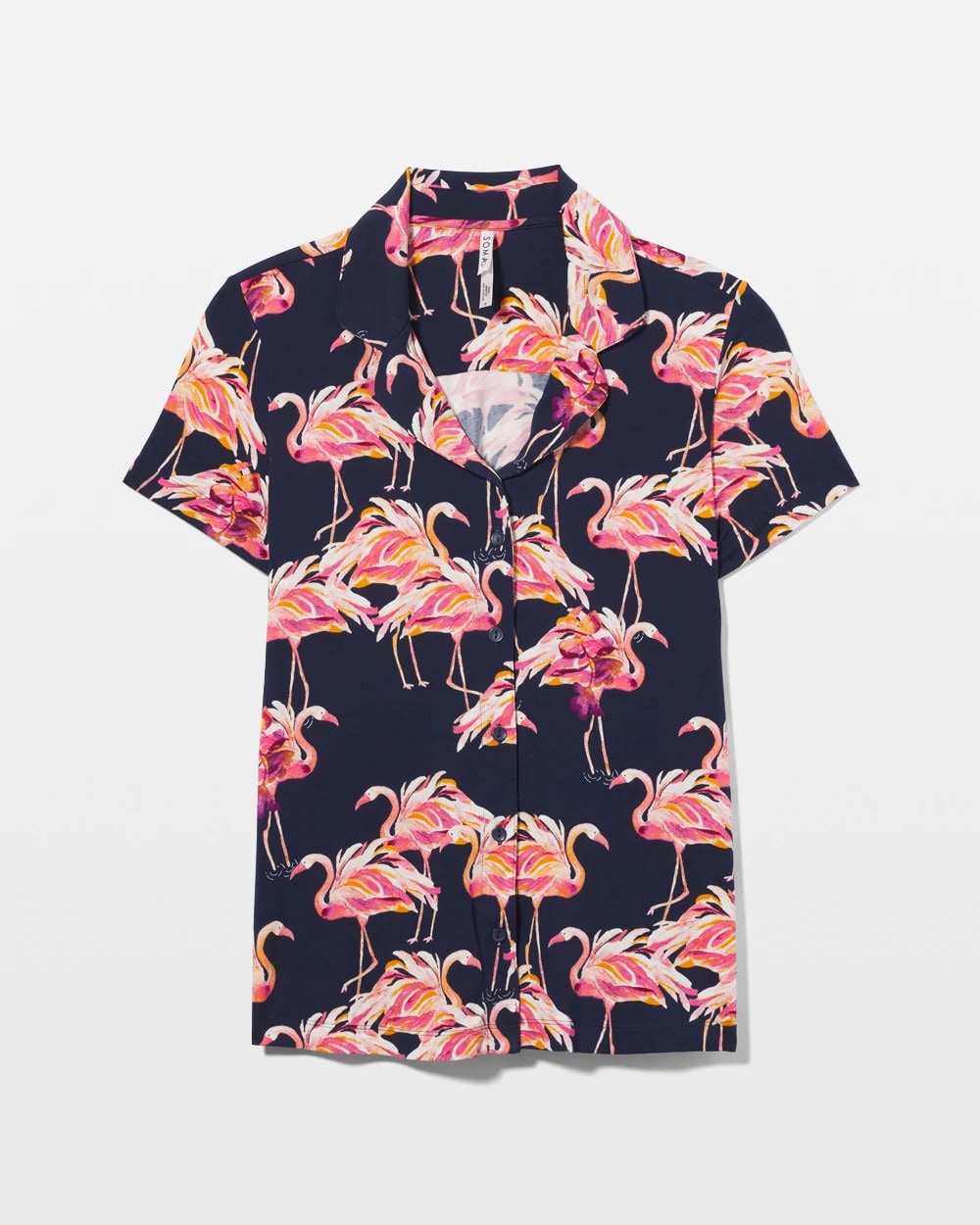Short Sleeve Notch Collar Pajama Top