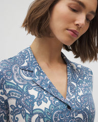 Short Sleeve Notch Collar Pajama Top