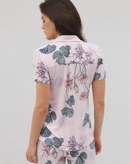 Short Sleeve Notch Collar Pajama Top
