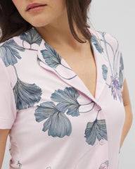 Short Sleeve Notch Collar Pajama Top