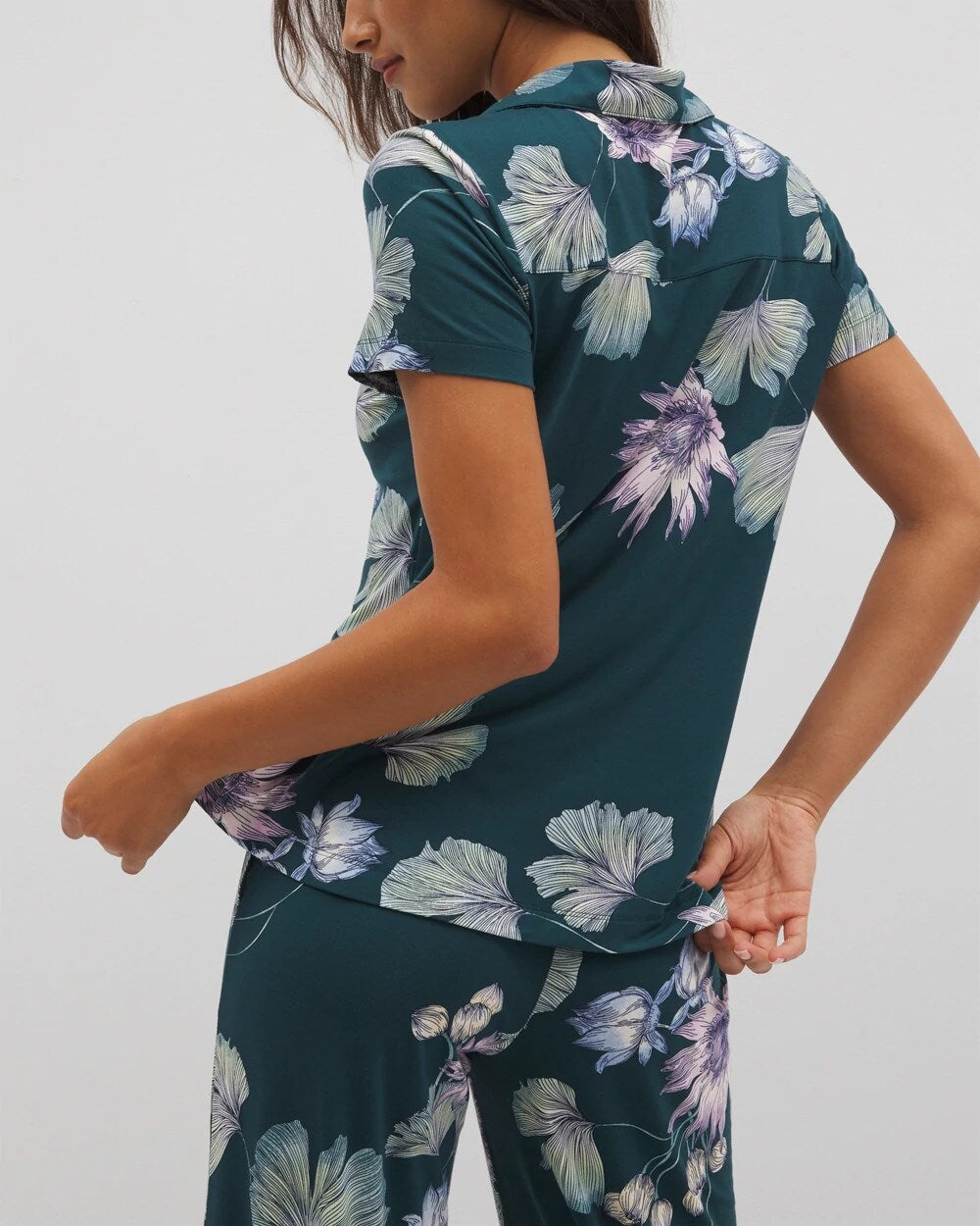Short Sleeve Notch Collar Pajama Top