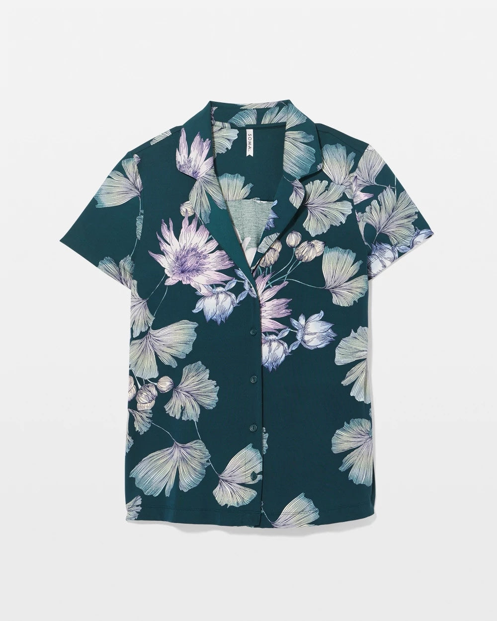 Short Sleeve Notch Collar Pajama Top