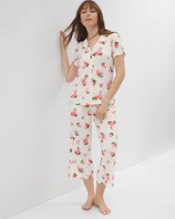 Short Sleeve Notch Collar Pajama Top