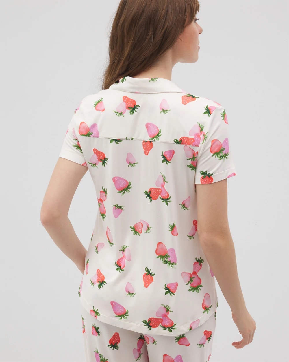 Short Sleeve Notch Collar Pajama Top
