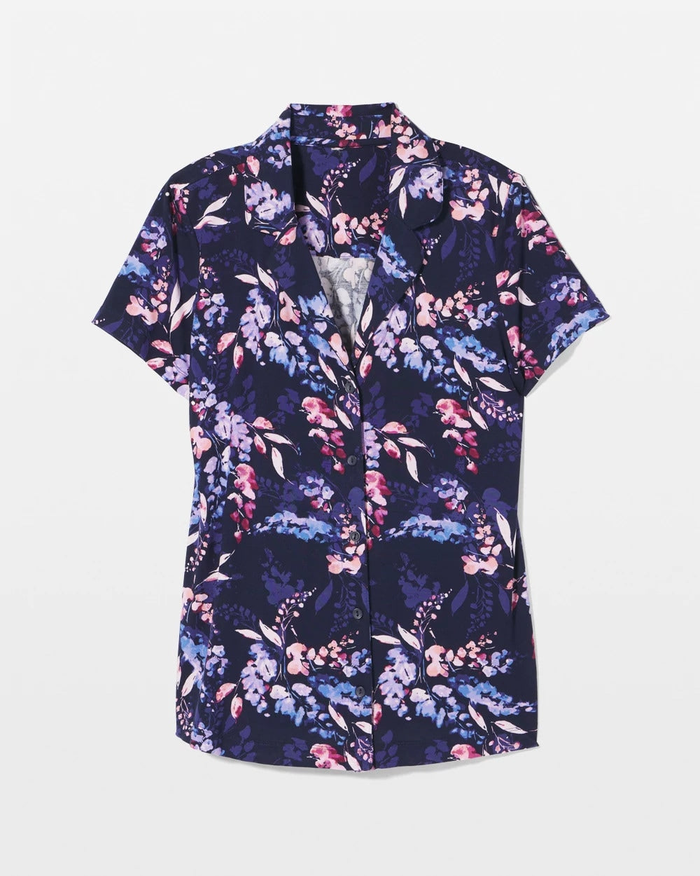 Short Sleeve Notch Collar Pajama Top