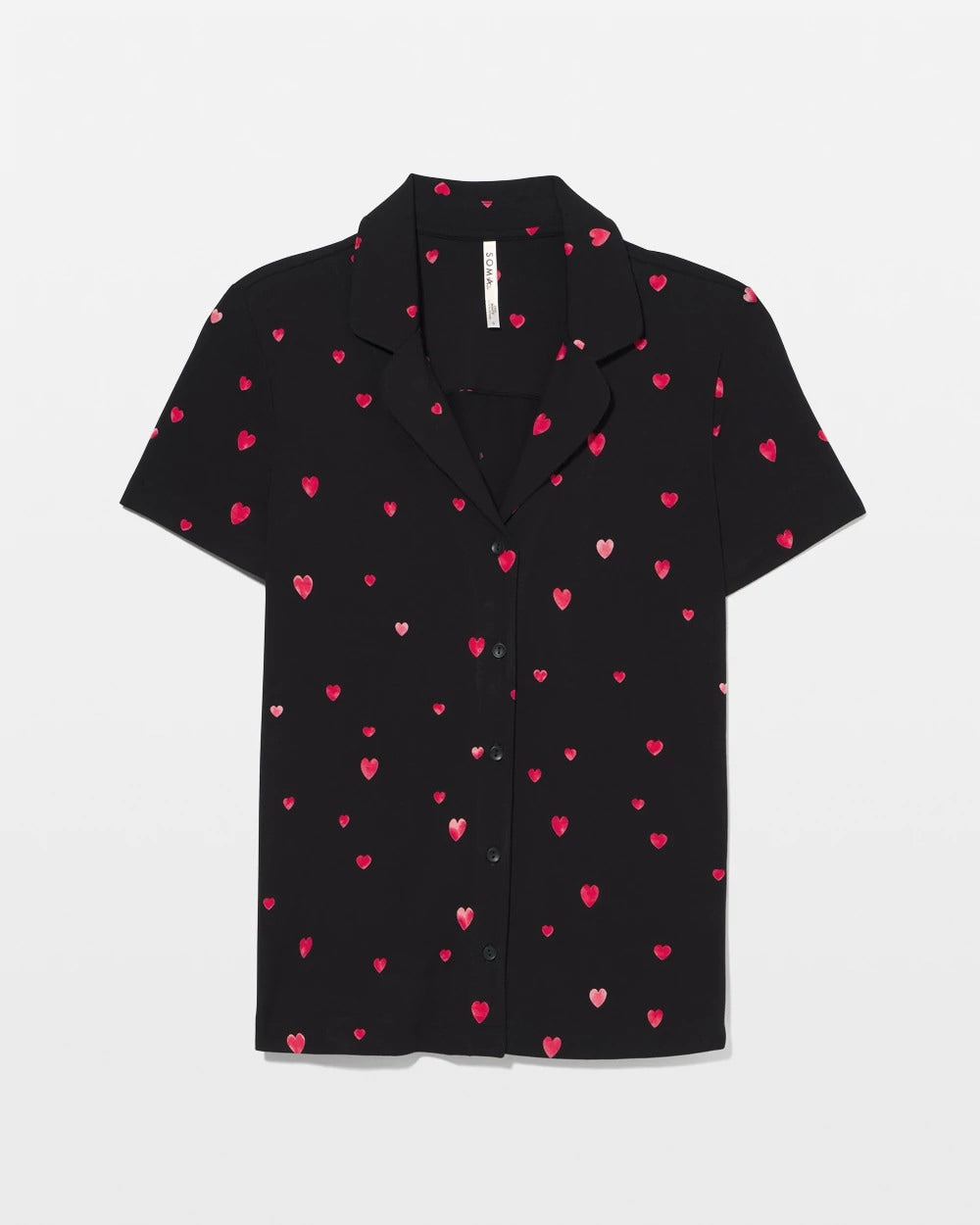 Short Sleeve Notch Collar Pajama Top