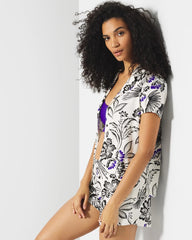 Short Sleeve Notch Collar Pajama Top