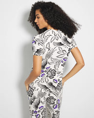Short Sleeve Notch Collar Pajama Top