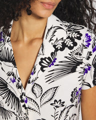 Short Sleeve Notch Collar Pajama Top