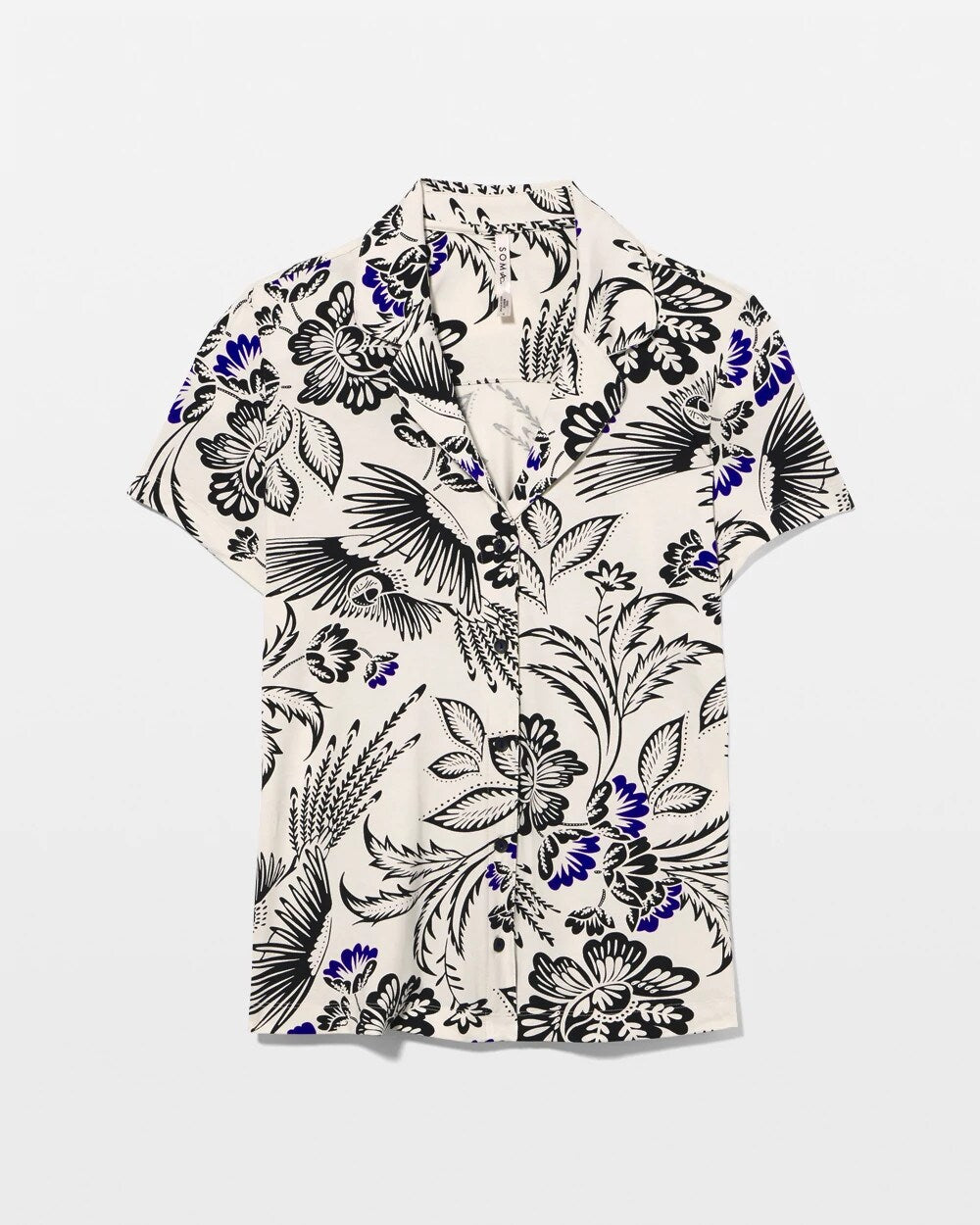 Short Sleeve Notch Collar Pajama Top