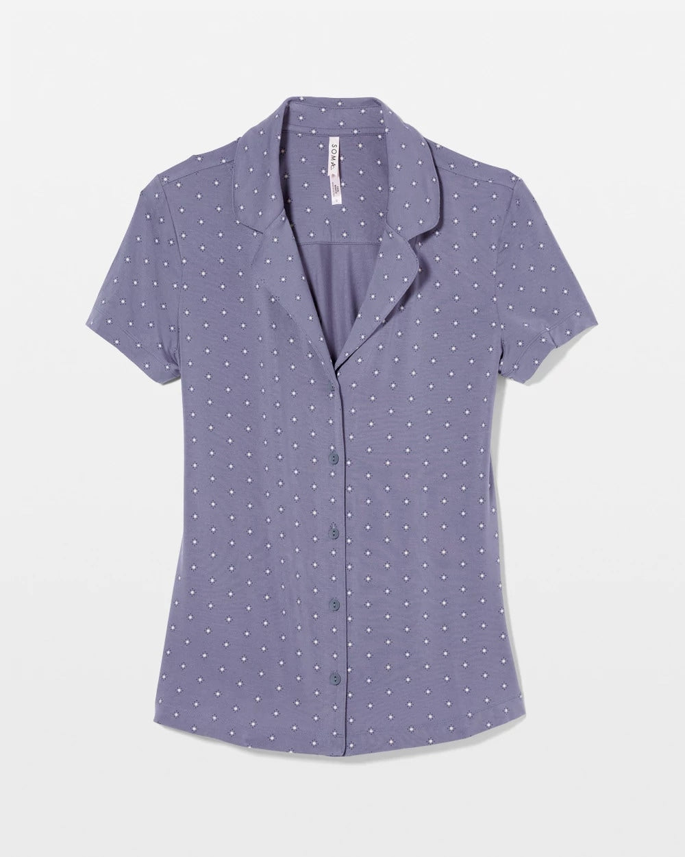 Short Sleeve Notch Collar Pajama Top
