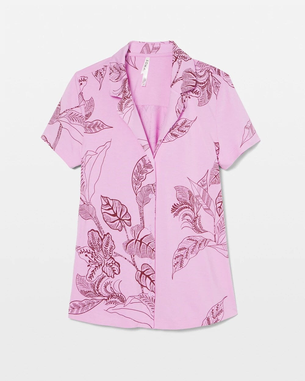 Short Sleeve Notch Collar Pajama Top