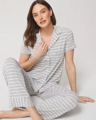 Short Sleeve Notch Collar Pajama Top