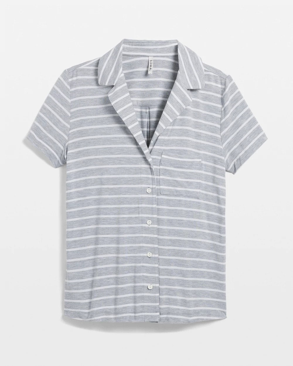 Short Sleeve Notch Collar Pajama Top