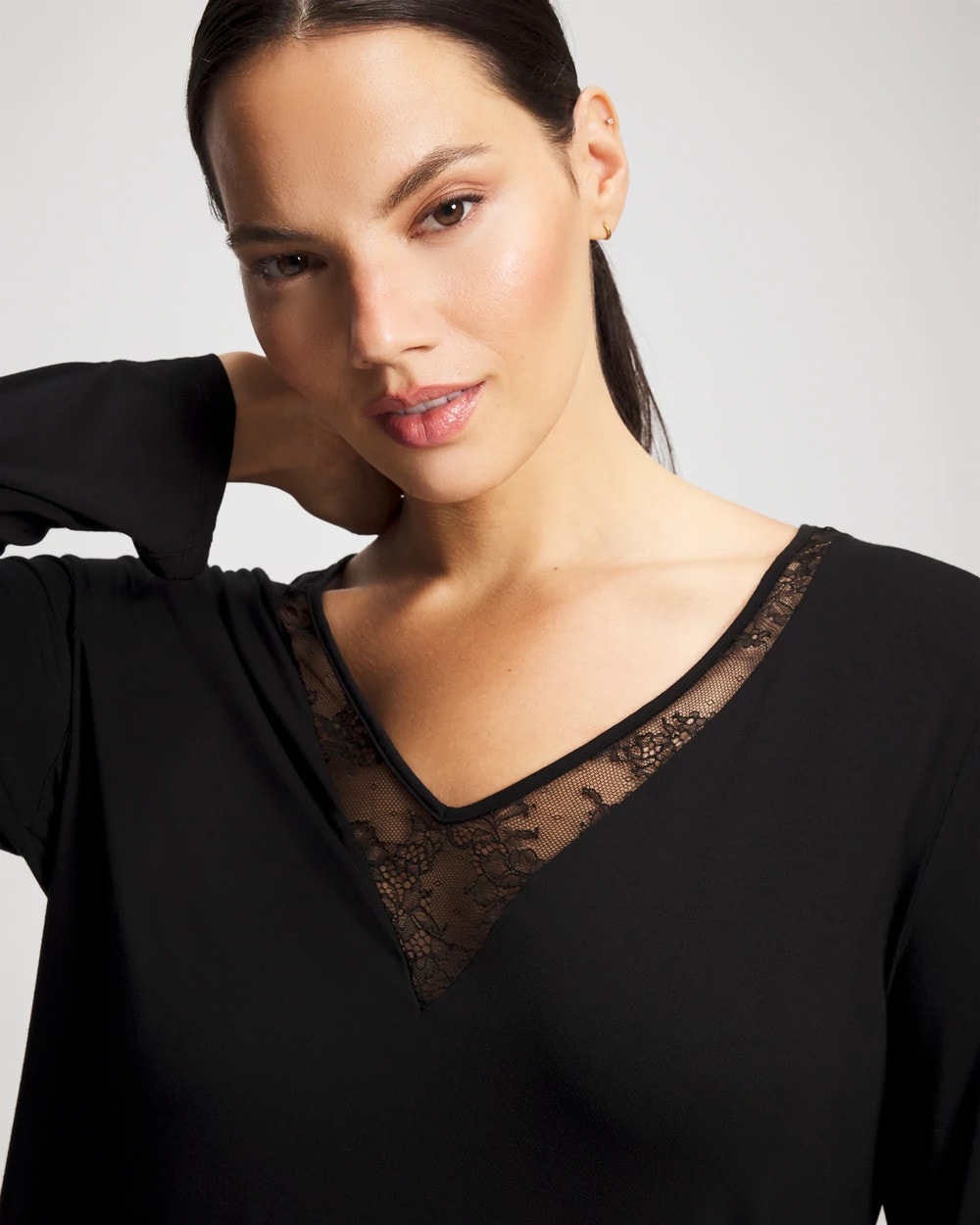 Lace Long Sleeve Pajama Top