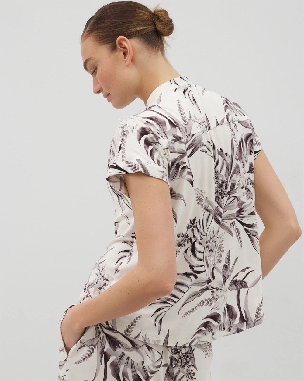Short-Sleeve Button-Front Pajama Top