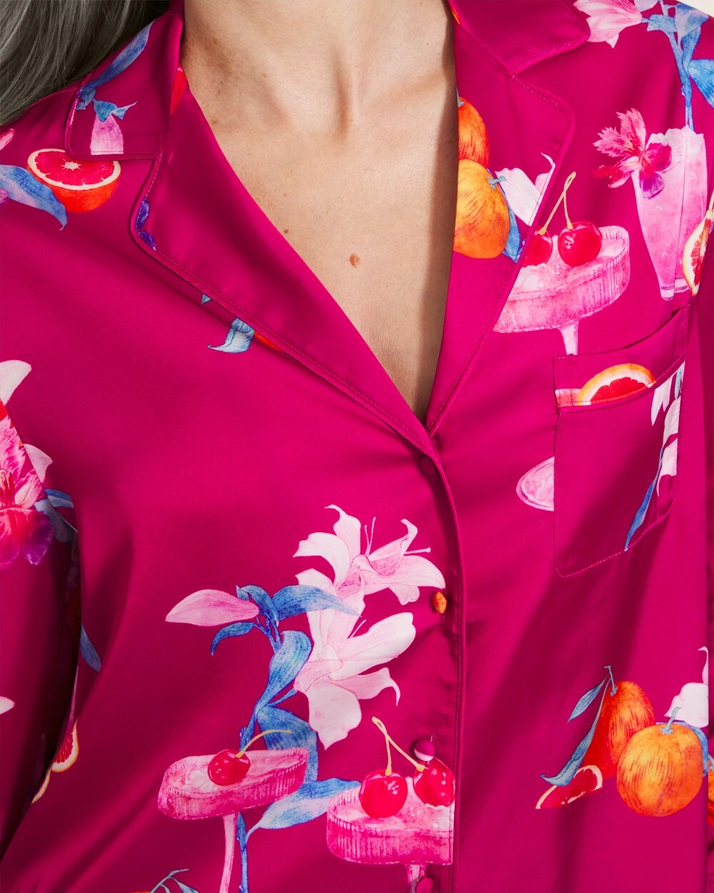Long-Sleeve Notch Collar Pajama Top