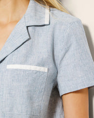 Short-Sleeve Notch Collar Pajama Top