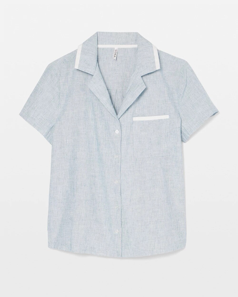 Short-Sleeve Notch Collar Pajama Top